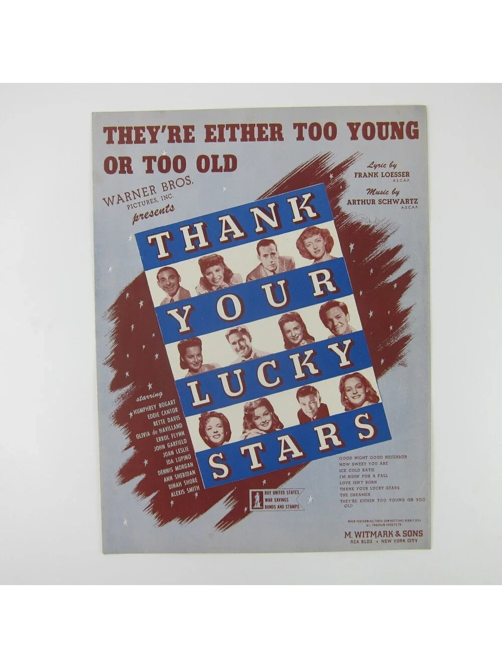 Sheet Music They're Either Too Young Or Too Old Thank Your Lucky Stars 1943